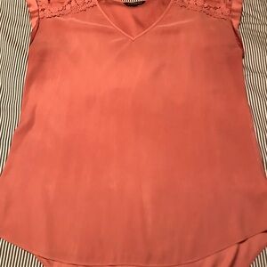 Express Coral Lace Accent Blouse